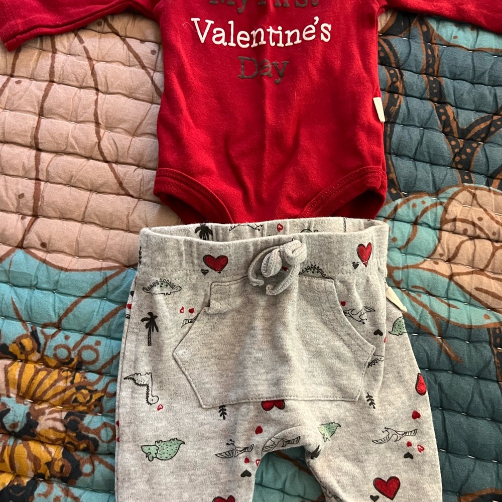 Valentine's Day Baby Outfit - Red and Gray